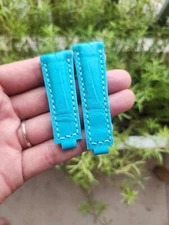 20mm/16mm Baby Blue Genuine Leather Skin Watch Strap Band-Quick Release