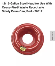 Justrite Cease-Fire Extinguishing Head 26312, Red, 12-15 gal. Drum Cover, Lid