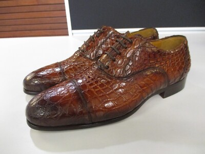 Magnanni Vero Cognac Crocodile Cap Toe Lace Up size (4422