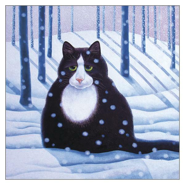 'Brian' Black White Cat Greeting Card Christmas Cards Vicky Mount Humorous Blank