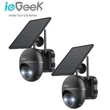 2PCS ieGeek Outdoor Wireless Security Camera 360° Home WiFi Battery CCTV System