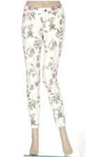 HUE Botanical Khaki Skimmer Leggings Flower Mixed colors Small 4-6 25x26"