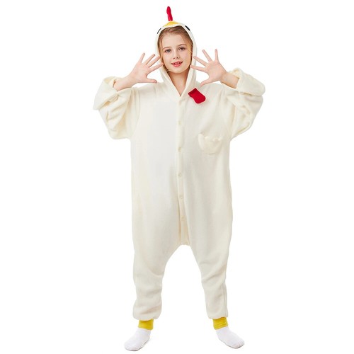 White Chicken One-piece Pajamas for Boys and Girls Cosplay Costumes Homewear - Picture 4 of 55