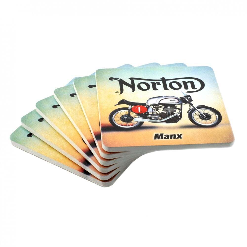 The Original Metal Sign Co Coaster Norton Manx Motorcycle SET OF SIX