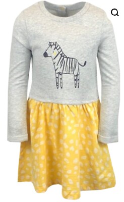Mothercare Zebra grau und gelb Kleid Kleinkind Baby nur Größe 2/3 neu mit Etikett 