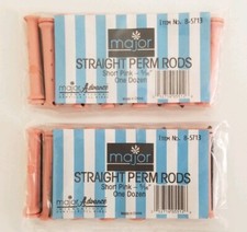 Straight Perm Rods Short Pink 5/16" Permanent Hair 2 Dozen Lot Of 24 Rods 2-5/8"