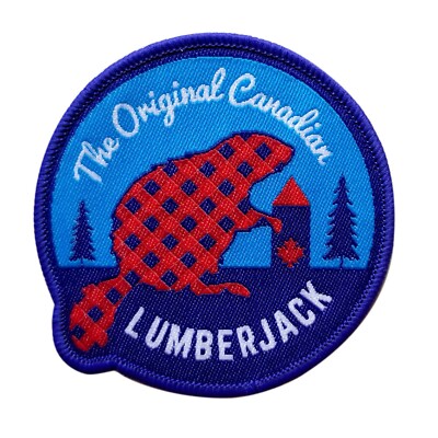 Beaver The Original Canadian Lumberjack Woven Iron On Glue Back Patch