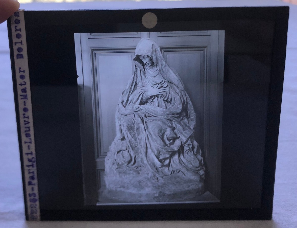 Lanterna magica Doppio vetro Antica slide Rarissima Louvre Mater