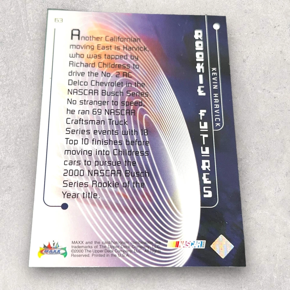 Kevin Harvick NASCAR CHAMPION VINTAGE autographed card 2000 MAXX ROOKIE ACDELCO - Image 2 of 2