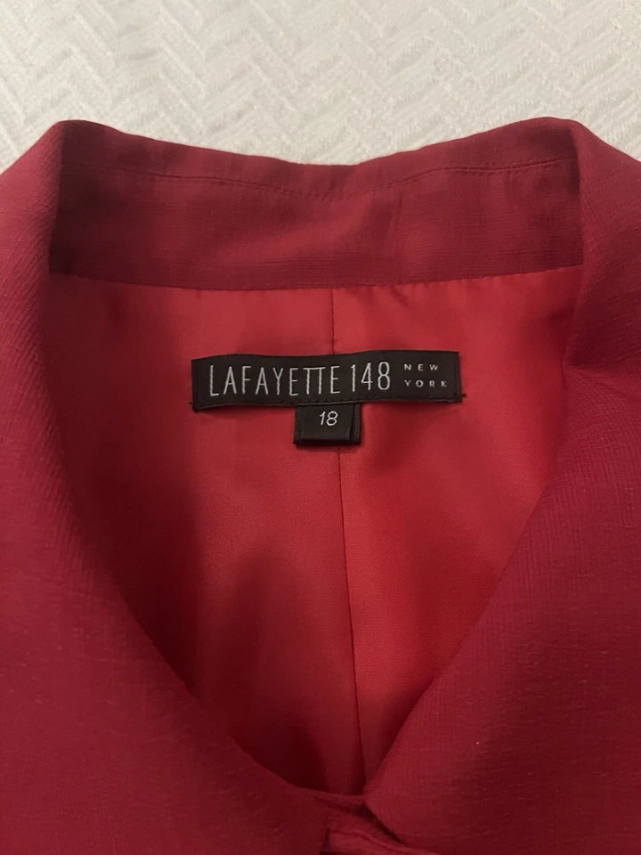 Lafayette 148 New York Women’s Red Collared Jacket Size 18 - Image 4 of 4