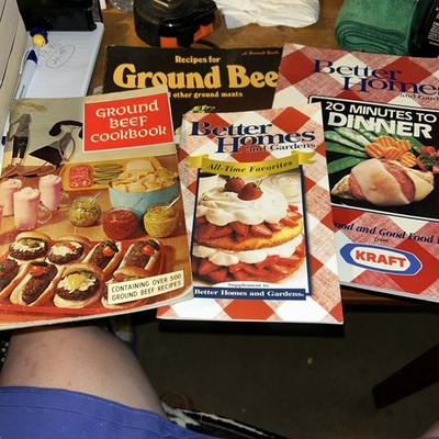 Vintage Soft Cover Cookbooks 20 Minutes To Dinner,two Ground Beef Books One Favs