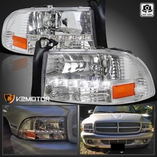 Fits 1997-2004 Dodge Dakota 1998-2003 Durango Led Strip Headlights Headlamps