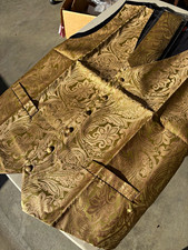 Men's Gold/Black Paisley Tuxedo Formal Vest Waistcoat w/ Matching Tie 2XL