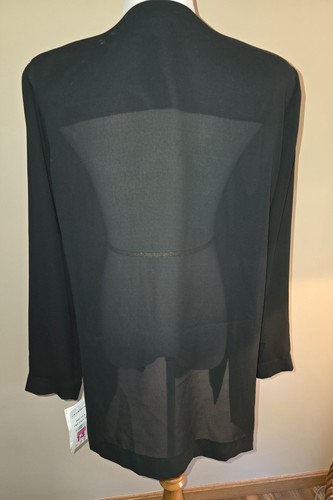 NUEVO CON ETIQUETAS BLUSA ELEGANTE NEGRA CON JOYAS TALLA 14 COLECCIÓN LIZ CLAIBORNE TOP FORMAL  - Imagen 5 de 8