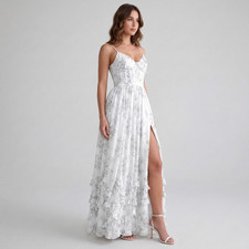 Women's Floral Chiffon Long Bridesmaid or Prom Formal Dress in size US 2 NWT