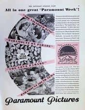 Original 1930 Paramount Pictures Ad: Movie Theatre Film Stars Sound News Hollywo