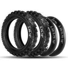 (2-Set) 2.50-10" and 2.75-10" Dirt Bike Tires and Inner Tubes - 2.50-10" Fron...