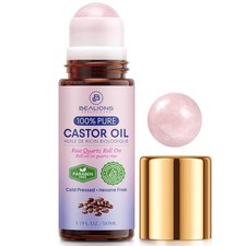Castor Oil Roll On Face 1.7 FL OZ Rose Quartz Roller Moisturizer Clear 35-65
