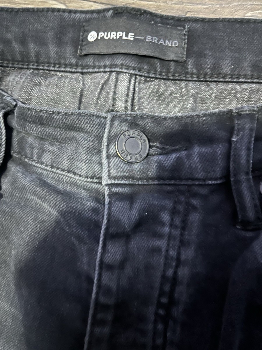 Purple Brand Slim Fit Distressed Black Denim Jeans Men's Regular