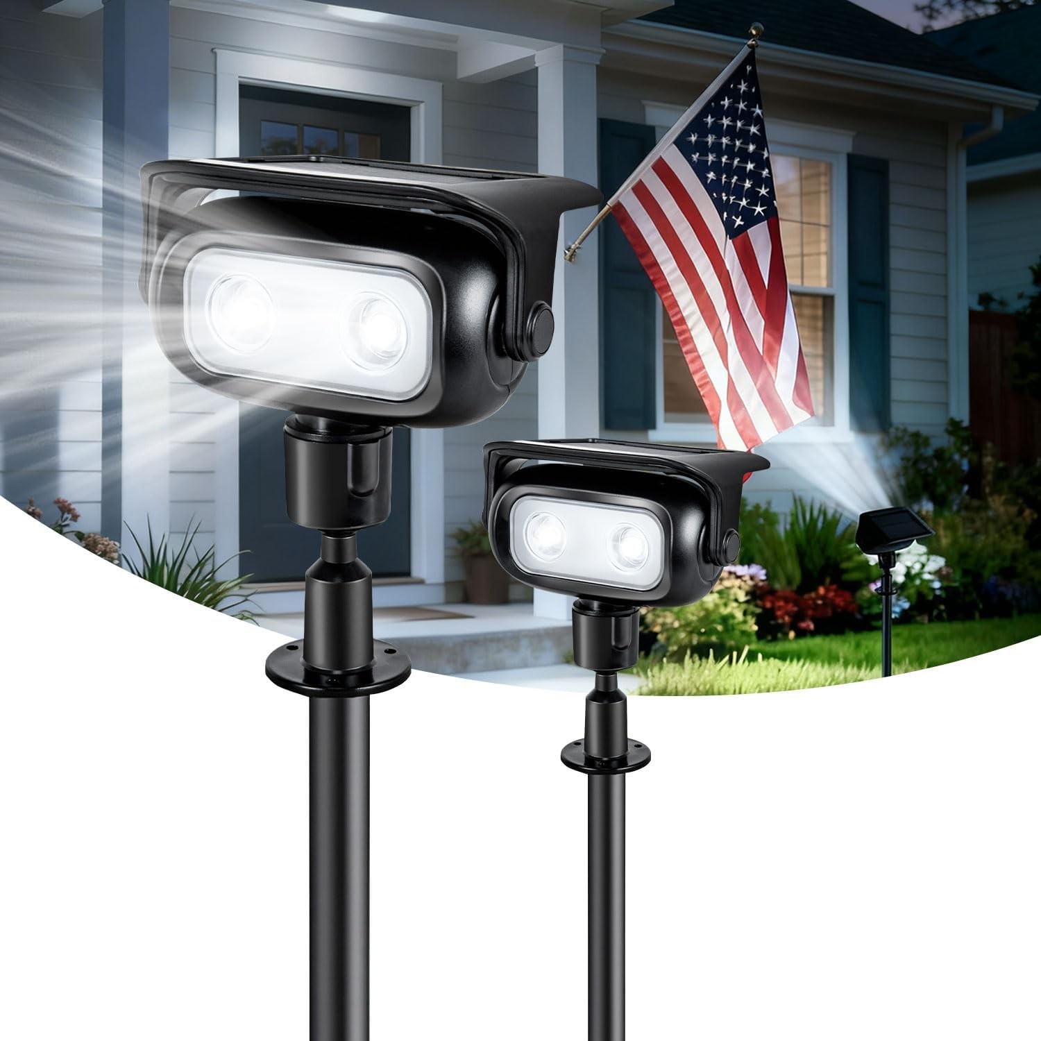 Solar Spot Lights Outdoor 4 Pack 360 Rotation IP65 Waterproof Landscape Lighting
