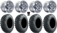GTW Spyder 12" Wheels Silver Brush 23" Rogue Tires E-Z-GO & Club Car