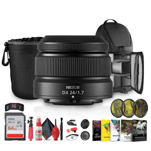 Nikon Z DX 24mm f/1.7 Lens | APS-C Prime, Fast Aperture, Lightweight - Bundle