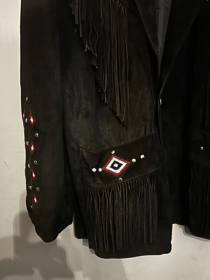 Chaqueta de gamuza con flecos y cuentas 3B West by Tansmith talla 3X Foto 3 de 4