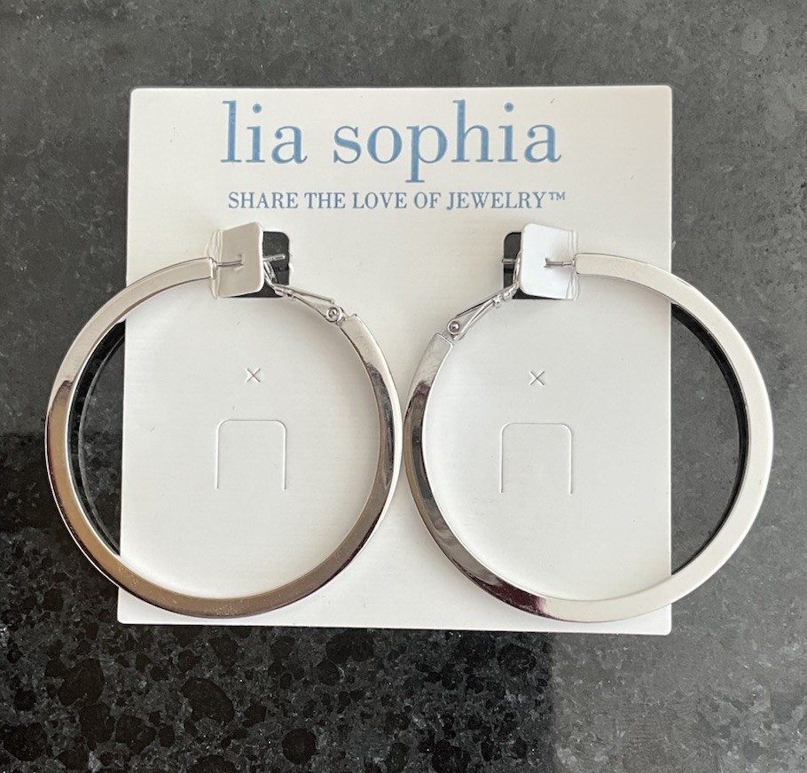 Lia Sophia Impact Silver Tone Hoop Earrings HTF New Rare