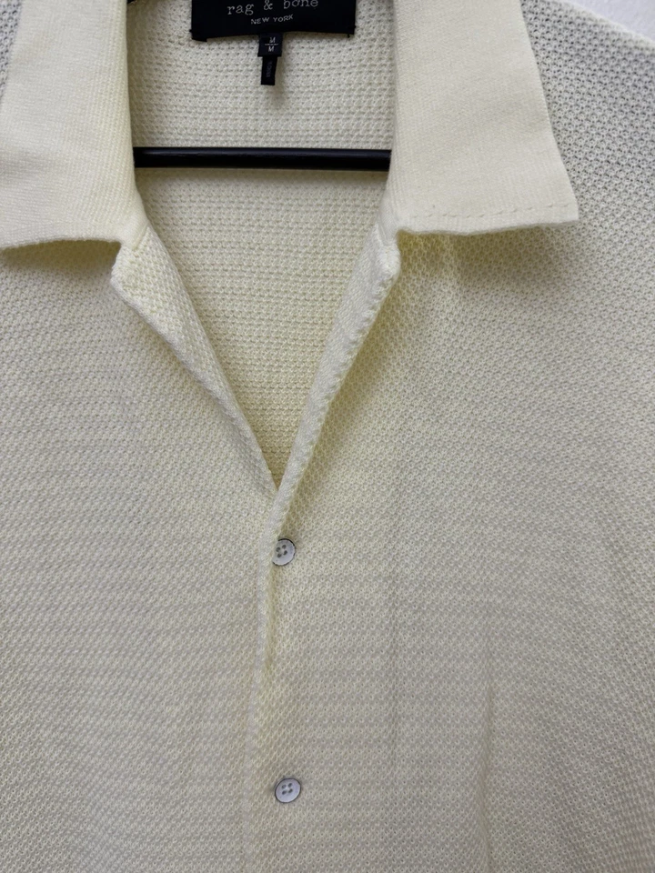 Top RAG & BONE Manga Corta Tejido Crochet Abotonado Marfil Talla M Foto 3 de 4
