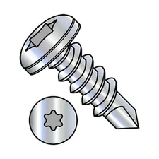 Self-Drilling Screw, #10-16 x 3/4 in, Zinc Plated Steel Pan Head Torx Drive,