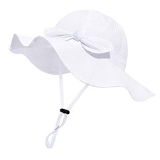 Baby Girl Sun Hat with UPF 50 Outdoor Adjustable 2-3T, White-stripe 1pcs