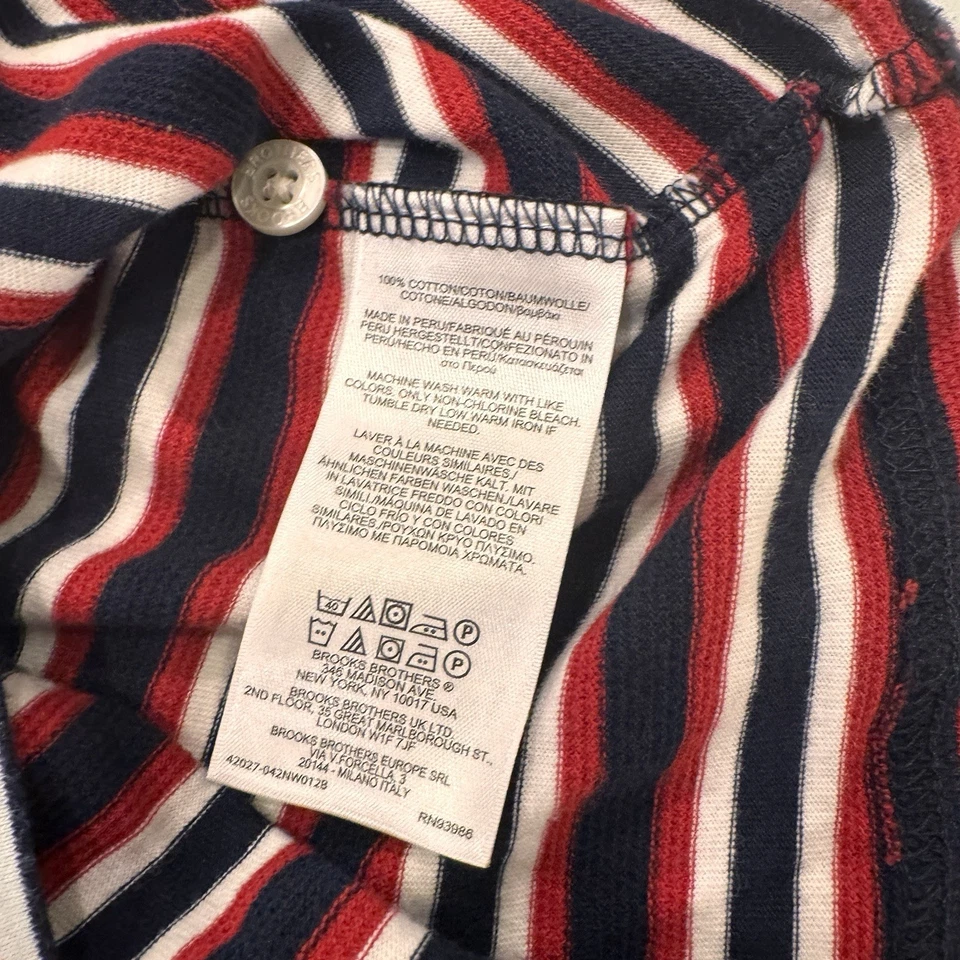 Brooks Brothers Boys White, Red & Blue Striped Long Sleeve Collared Shirt Medium - Image 4 of 4