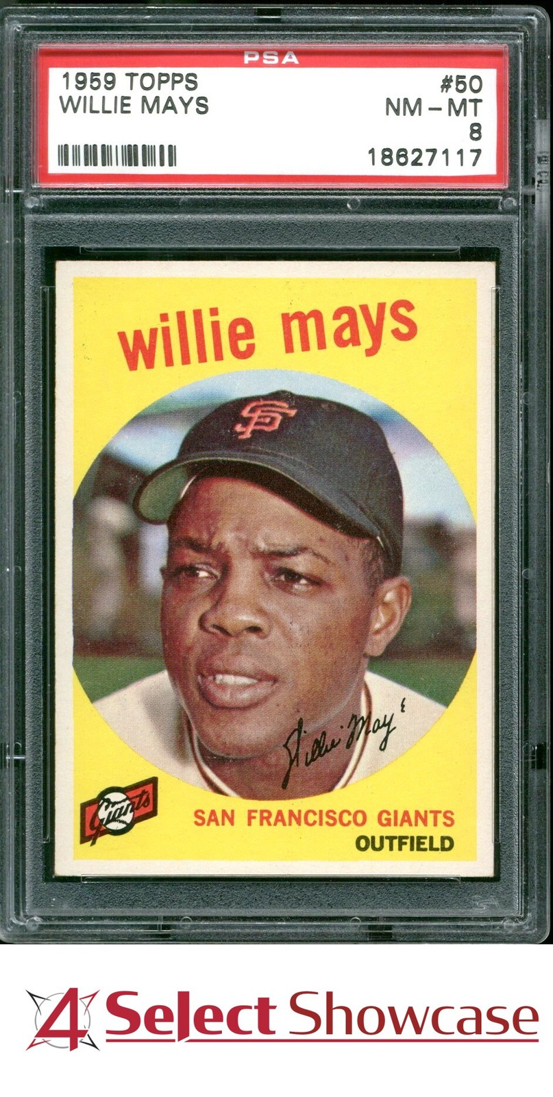1959 TOPPS #50 WILLIE MAYS GIANTS HOF PSA 8