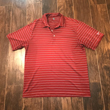 Nike Golf Polo Shirt Mens XL Red Striped Wicking Fit Dry Short Sleeve Adult XL