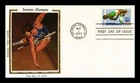 DR JIM STAMPS US COVER SUMMER OLYMPICS HIGH JUMP AIR MAIL FDC COLORANO SILK