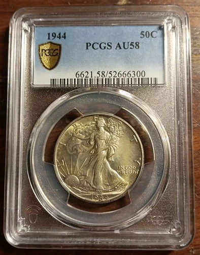 1944 Walking Liberty Silver Half Dollar, PCGS Certified AU58