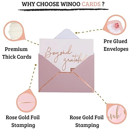 Rose Gold Beyond Grateful Thank You Cards with Envelopes - 36 PK - 4x6 Inches  - Image 2 of 4