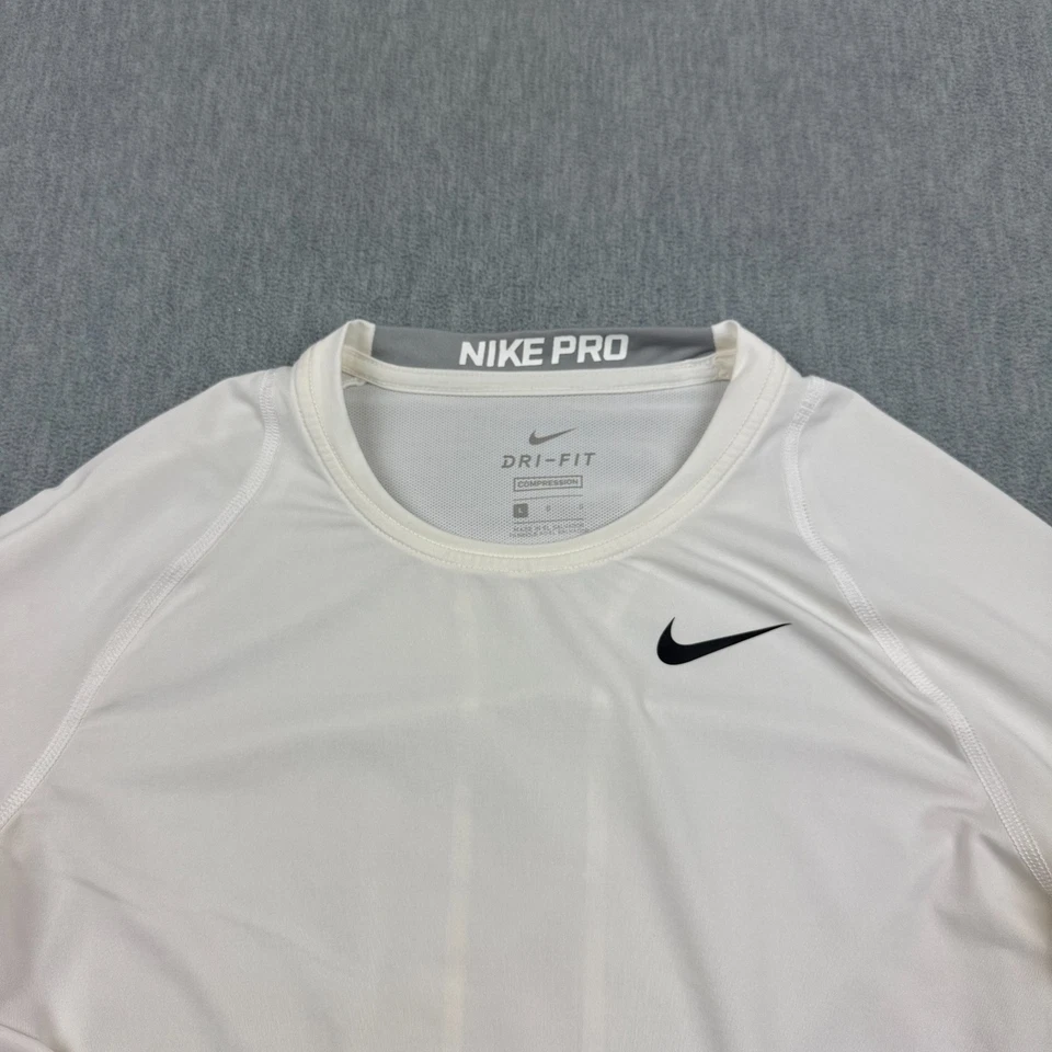 Nike Pro Shirt Mens Large White Crewneck Cool Compression Training Long Sleeve - Image 2 of 4