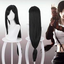 FF7 Tifa's Black Straight Hair Cosplay Wig Halloween Carnival Costume Prop