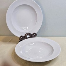 Pillivuyt Sancerre Deep Rimmed S Soup Pasta Bowls Set Of 2 White Porcelain 12"