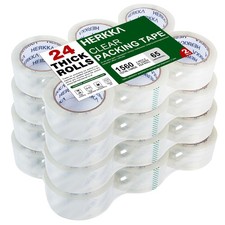 HERKKA Clear Packing Tape, 24 Rolls Heavy Duty Packaging Tape for Shipping Pa...