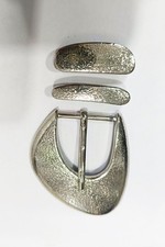 Western 3 piece buckle set Unisex Nickel Clr 1.25 in 30 mm cowgirl brass buckle