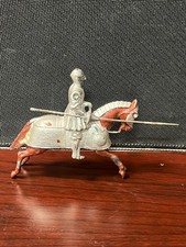 Vintage 2 1/2Inch Lead Figure Knight w/ Lance on Top of Armored Horse 7