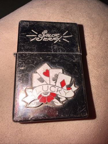 SAILOR JERRY RUM LIGHTER sailer tatoo designs poker cards 2007 tattoo LUCKY club