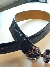 Dutyman Garrison Belt 32 Black Silver Buckle Plain 1.75 Law Enforcement EMT 1711