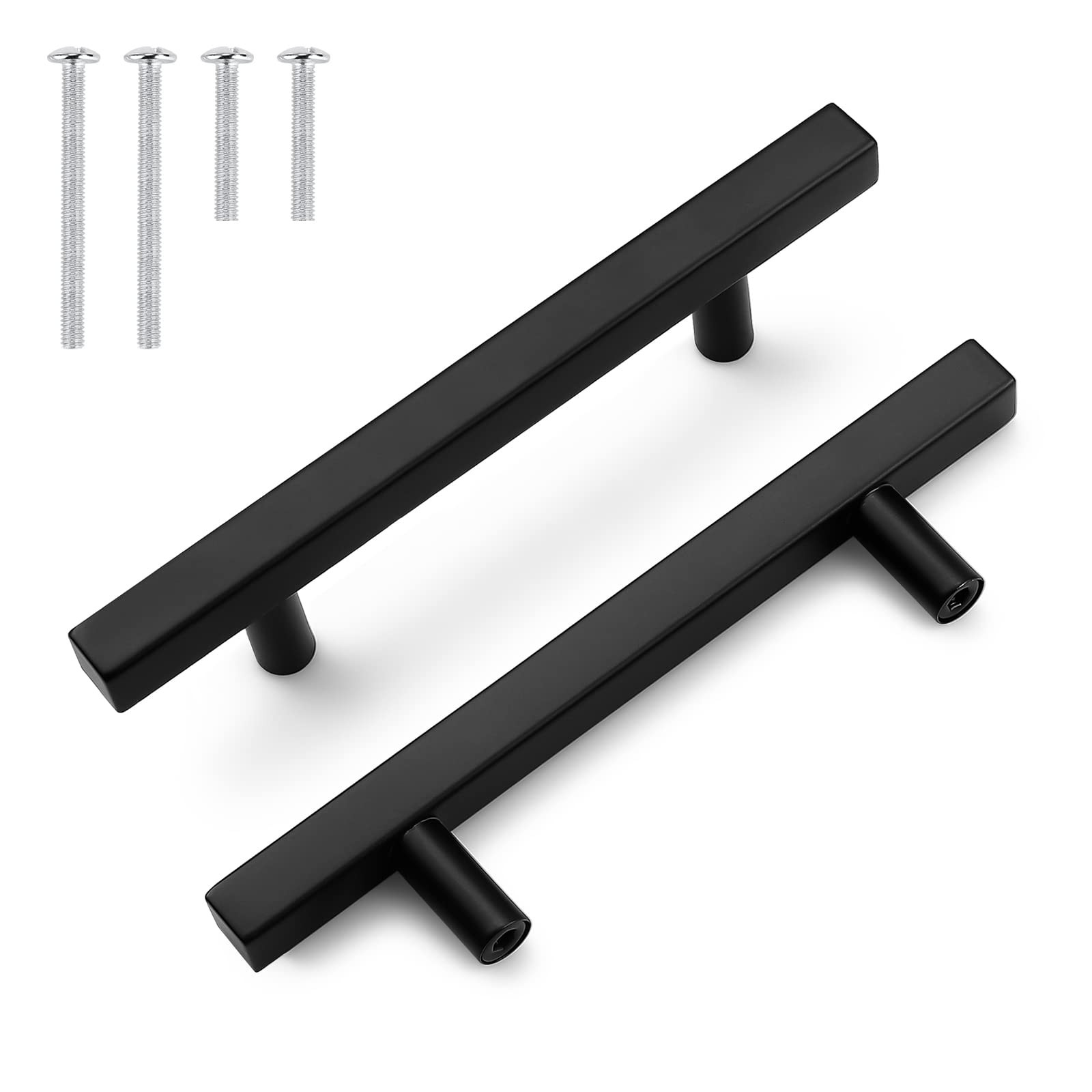 15-Pack Black 4-Inch Square T-Bar Cabinet Handles with 102mm Hole Centers
