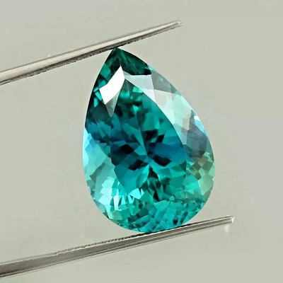 Certified AAA+ Natural 12 Ct+ Blue Green Sapphire Pear Cut Loose Gemstone