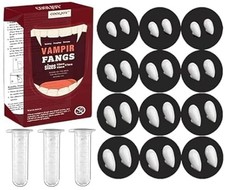 12 Pairs Vampire Fangs with Adhesive - Halloween Costume Props  Party Favors