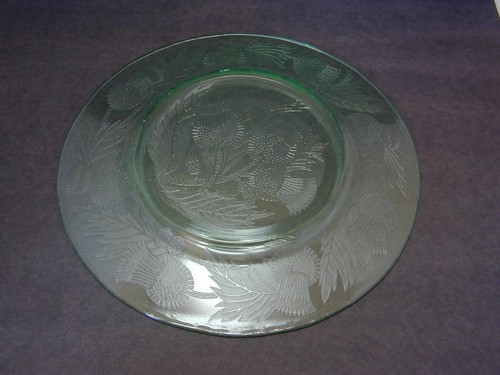 (6) Vtg MacBeth Evans Green Uranium Thistle 8 1/8” Luncheon Plates Glass Salad - Picture 17 of 22