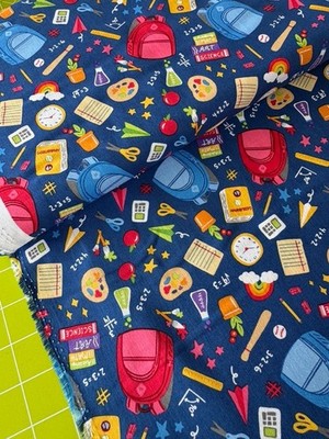Andover Patchworkstoff  Back to School  Schultasche Ranzen Baumwollstoff Schule